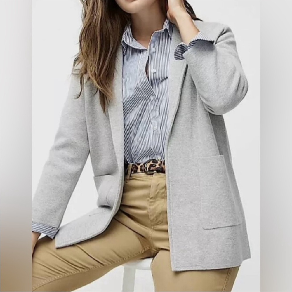 J. Crew Heather Gray Open-Front Knit Cardigan